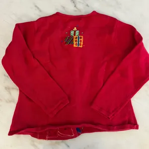 Chadwicks Red Snowman Sequin Beaded Ugly Christmas‎ Sweater Cardigan Womens M thumbnail 8