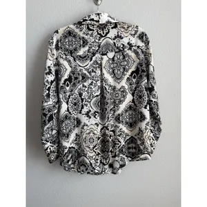 ZARA Satin Paisley Medallion Print Blouse Shirt Boho Chic Dark Academia Top Sz M thumbnail 2