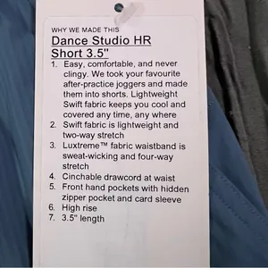 Lululemon Blue Dance Studio Shorts thumbnail 3