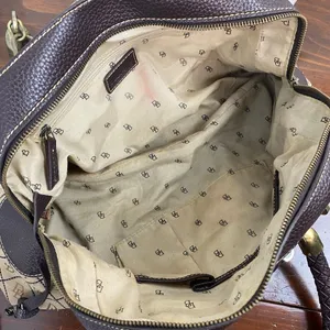 Dooney And Bourke Vintage Leather Brown Leather Signature Canvas Satchel Handbag thumbnail 9