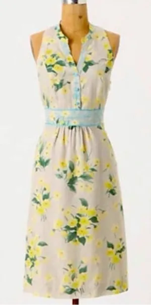 Anthropologie Maeve Dutch Yellow Floral Print Sleeveless Shift Dress‎ Size 0 thumbnail 1