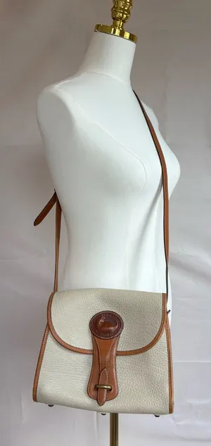 Dooney & Bourke Cream Pebbled Leather Crossbody with Tan Trim thumbnail 1