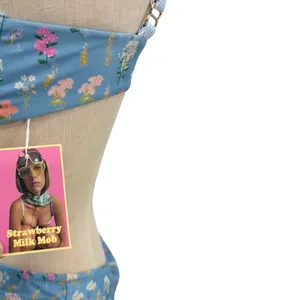 Strawberry Milk Mob Brad's‎ Favorite Floral Bikini Set Blue Ruffle NWT Medium thumbnail 7