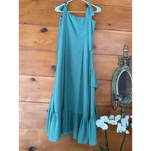 Lulus Tamryn Dark Sage Asymmetrical Ruffled Midi Dress Dance Bridesmaid Medium thumbnail 5