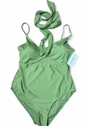 Meet curve Green Cut Out Wrap One Piece Swimsuit. Size XL NWT thumbnail 1