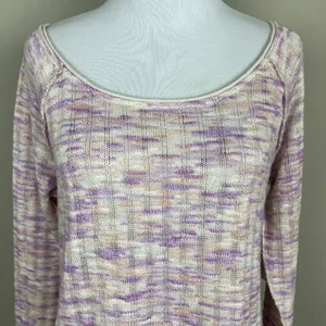 We The Free People Top Womens Medium Open Knit Spaced Out‎ Scoop Neck Thumbholes thumbnail 3