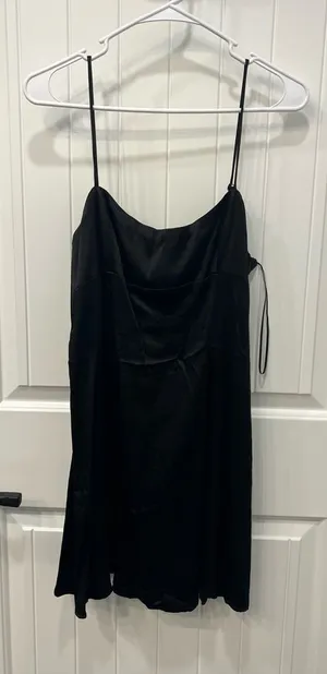 Zara Black Mini Dress with Spaghetti Straps thumbnail 1