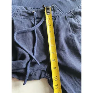 Athleta Linen Reverie Pants Sz 2 Navy Blue Drawstring Elastic Waist Wide Leg thumbnail 6