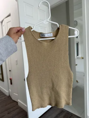 Metallic Gold Thread ZARA Top & Skirt Set thumbnail 4