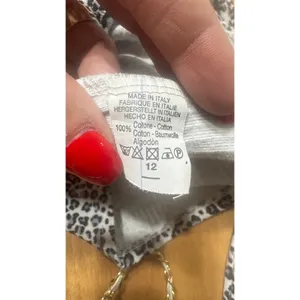 Brandy Melville Mock Neck Leopard Print Long Sleeve Cropped‎ Top White Black XS thumbnail 3