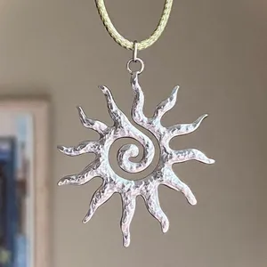 Handmade stainless steel sun boho retro vintage style necklace☀️ thumbnail 1