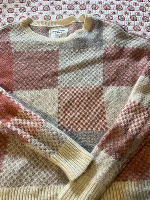 Abercrombie + Fitch Patchwork Knit Mohair Blend Crewneck Sweater size medium thumbnail 3