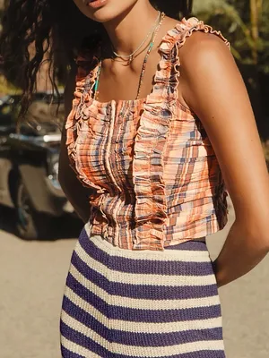 NWT Verb by Pallavi Singhee Anthropologie Cotton Ruffle Plaid Gingham Top medium thumbnail 3