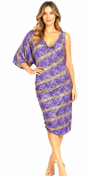 BCBGMAXAZRIA KESI Purple One-Shoulder Lightweight Dress NEW WITH TAGS Medium thumbnail 1