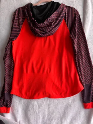 Nike Women’s Dri-Fit Red/Orange & Black Zip Hoodie-Small thumbnail 3