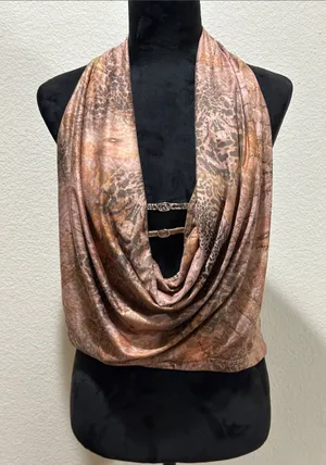 Women's Cowl Halter Top in Rose Gold Brown thumbnail 1