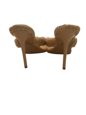 SIMMI London Tan Fuzzy Square-Toe Slide Mules thumbnail 4