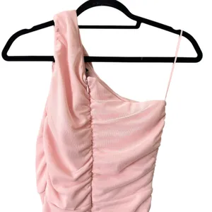 LOVE X DESIGN One‎ Shouldered Ruched Cocktail Dress Pink Small thumbnail 4