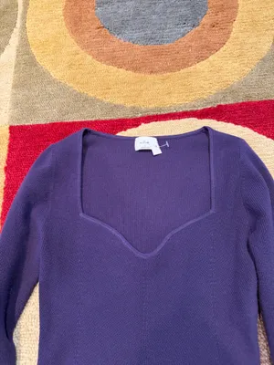 NWT Aritzia Wilfred Sculpt Knit Sweetheart Longsleeve Sweater Top Purple Small thumbnail 2