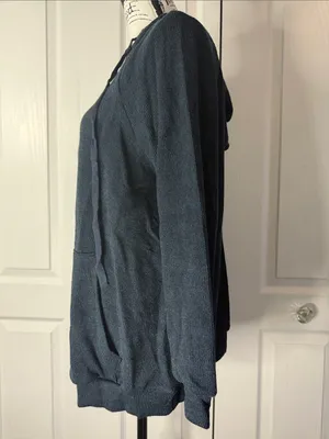 BloomChic Deep Teal Zip Hoodie Blue Size 10 thumbnail 4