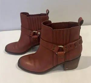 Sam Edelman Dalma‎ Ankle Biker Boots Size 8 Spiced Red Leather Western Boho thumbnail 1