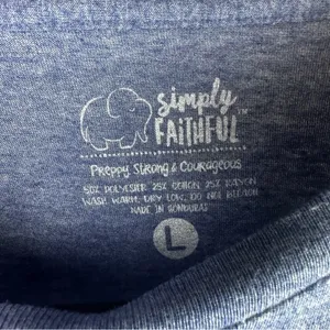 Simply Faithful Blue Tee with White Graphic “Off the Market” thumbnail 3