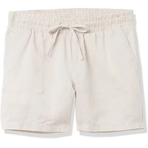 Amazon Essentials Women's 4.5" Inseam Drawstring Linen Blend Short M Tan Size M thumbnail 3