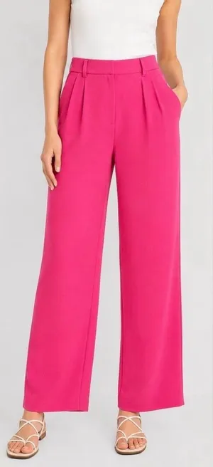 Old Navy Extra High-Rise Taylor Wide Leg Trouser Pants Hot Pink Barbie Medium thumbnail 1