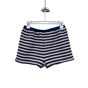 Striped Blue and White Knit Shorts Size M thumbnail 2