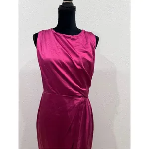 Lush‎ sleeveless pleated midi dress fuschia rose size medium thumbnail 2