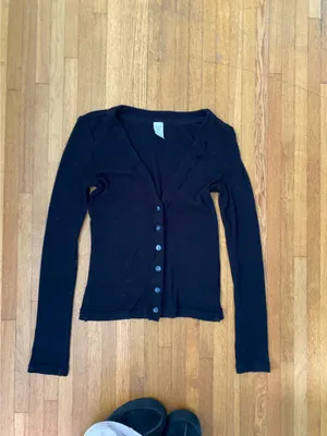 Free People Black Button Down Shirt Cotton Long Sleeve thumbnail 2
