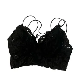 Women's Black Lace Bralette M Adjustable Straps Soft Padded Cups thumbnail 6