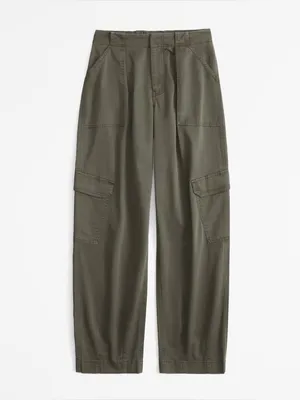 Abercrombie & Fitch Cargo Pants Barrel Leg Olive Green Elevated Casual Size 25/0 thumbnail 13