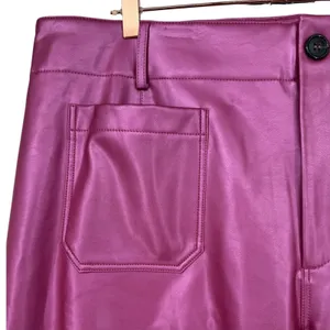 Anthropologie Maeve Colette Faux Leather Wide Leg Cropped Pants Pink Size 20W thumbnail 9