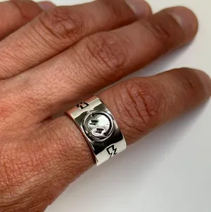 Adjustable Smiley Face Silver Ring thumbnail 2