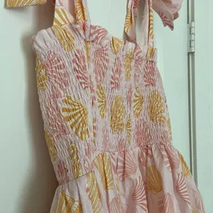 Victoria Dunn x Kathleen Maeve Taylor Linen-Blend Mini Dress (Sz L) Seashell NWT thumbnail 5