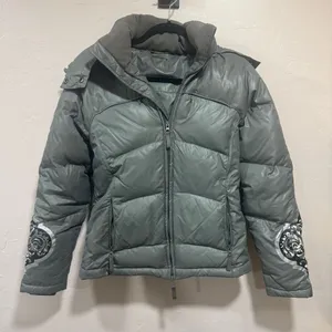 ATHLETA Jacket Womens Large Gray Puffer Down Full Zip Hooded Winter Outdoor thumbnail 1