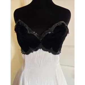 Vintage Jessica McClintock Gunne Sax 90's Black White Cocktail Dress Jr Size 7/8 thumbnail 2