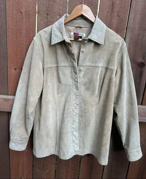 Vintage Live A Little Leather Button Down Jacket Top Size Large thumbnail 1