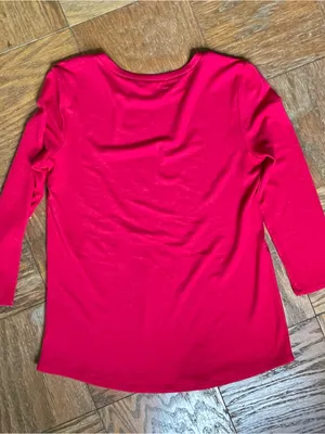 Red rhinestone snowflakes Blouse Size XS ~ Long Sleeeve‎ Christmas Top thumbnail 6