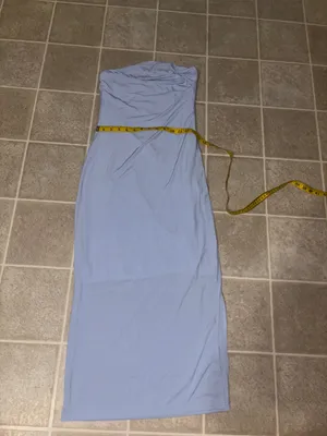 Strapless Midi Bodycon Dress in Light Blue thumbnail 4
