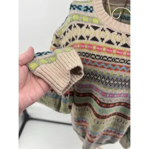 Zara Geometric Pattern Knit Sweater Multicolor Crewneck Women XL Nordic Style thumbnail 5