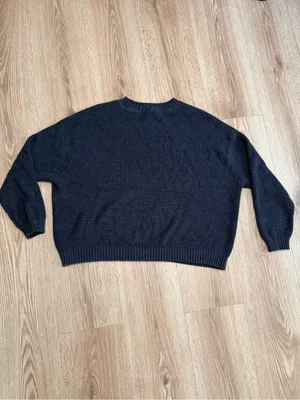 Tommy Hilfiger Black Ribbed Crewneck Sweater with Flag‎ Detail thumbnail 2