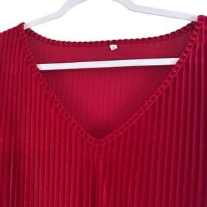 Velvet Burn Out Red Dress Boho Cottage Core Casual SZ 4X V Neck Short Sleeve thumbnail 3