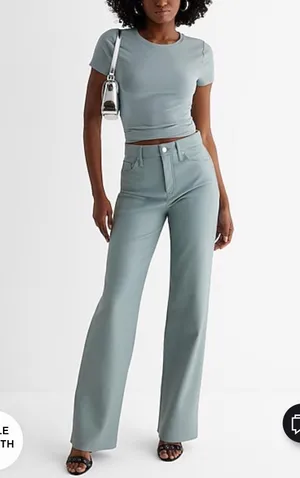 Express Blue Faux Leather Pants thumbnail 1