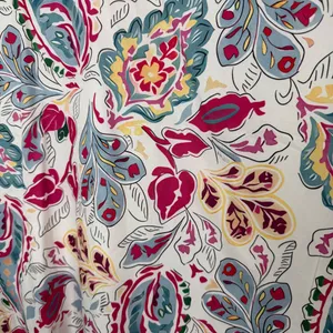 Floral Paisley Pattern Blouse Puff Short Sleeves Ruffled Detail Medium thumbnail 3