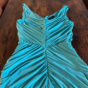 Turquoise blue/green ruched dress Blue thumbnail 4