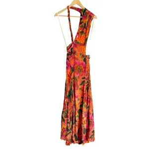 Farm Rio Blooming Garden Floral Print One Shoulder Cut Out Cocktail Maxi Dress M thumbnail 5