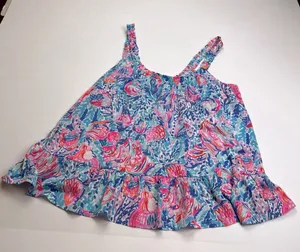 Lilly Pulitzer Womens‎ Size XS Ruffle Tank Top Scoop Neck Blouse Coastal Beach thumbnail 1