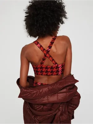 NWOT Offline by Aerie Red & Pink Patterned Crop Bralette Size XL thumbnail 3